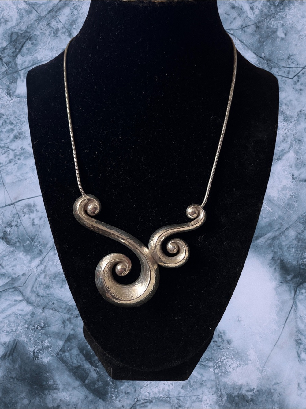 Brighton Genoa Scroll Collar Necklace Silver Plated, Hammered, 19"